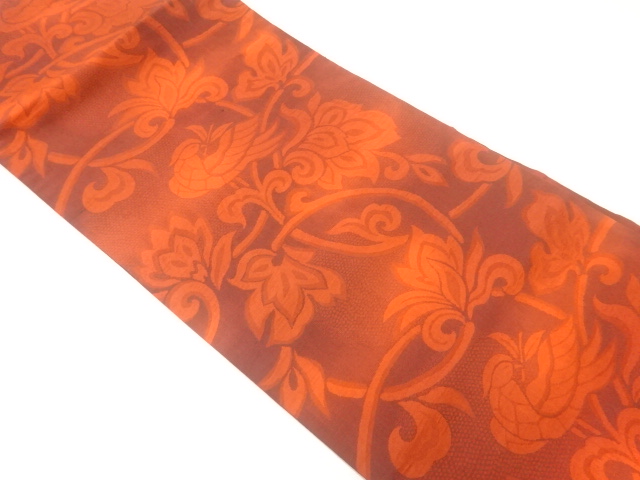 JAPANESE NAGOYA OBI / WOVEN FLOWER ARABESQUE